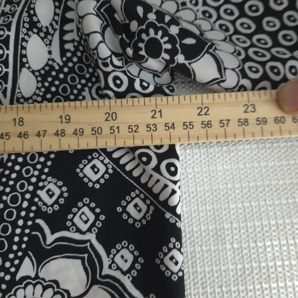 LOFT Black and White Patterned Midi Dress